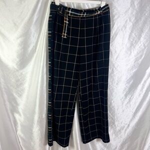 Who What Wear Black Contrast Plaid Wide-Leg Pants – Trendy & Tailored (Size 14)
